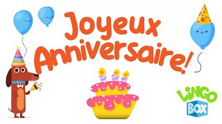 Happy Birthday Song in French  Joyeux Anniversaire  Learn French for kids [upl. by Nilloc]