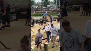 Woodchopping Final Women’s Single Handed Sawing Hayward Wisconsin Lumberjack World Championships [upl. by Aidahs748]