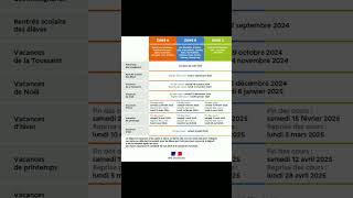 Calendrier des vacances scolaires 2024 2025 en France [upl. by Ortrud239]