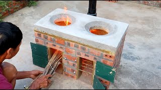 Building Simple Outdoor Smokeless Firewood Stove \ DIY traditional firewood stove [upl. by Downall]