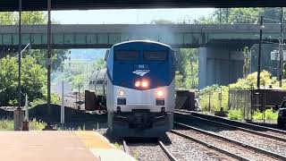 Amtrak 64 quotMaple Leafquot w AMTK 114 Arrives at the Syracuse NY Train Station 91523 [upl. by Herv496]