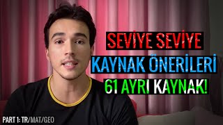 SEVİYE SEVİYE TYT AYT KAYNAK ÖNERİLERİ  TAM 61 KAYNAK  Türkçe Matematik Geometri  Part1 [upl. by Aliek]