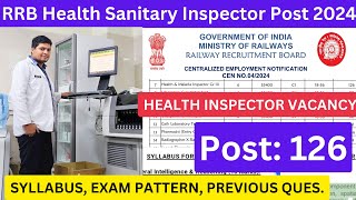 RRB Health Maleria Sanitary Inspector Vacancy 2024  RRB Health Sanitary Inspector Syllabus rrb [upl. by Aneloaup]