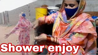 Ghar ki cleaning k bad Shower enjoy Desi village style [upl. by Scharff]