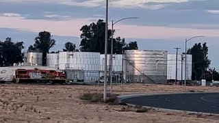 SJVR out by Leprino Foods in Lemoore California Caught the train leaving the other day railroad [upl. by Ogirdor]