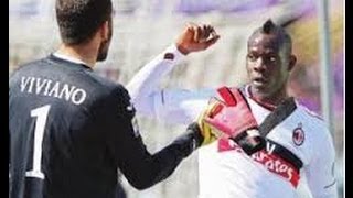 Fiorentina Milan 2 2 Balotelli non accetta il saluto di Viviano [upl. by Malynda10]