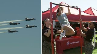 Fleet Week Blue Angels show off skills in SF air service members awe public on land [upl. by Noira978]