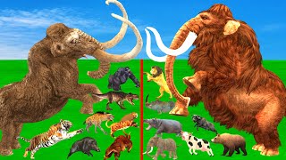 Prehistoric Mammals VS Modern Mammals Size Animal Epic Battle Animal Revolt Battle Simulator [upl. by Anilram]