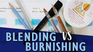 BLENDING VS BURNISHING  How To Blend Coloured Pencils  Tutorial [upl. by Brynne]