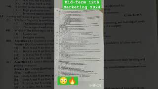 Class12th Marketing MidTerm Exam 2024😳😳🔥🔥shorts ytshorts akankshaonlineclasses [upl. by Seftton]