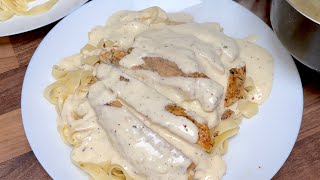 Fettuccine Alfredo pasta  chicken steak with white sauce pasta  easy recipe [upl. by Nit]