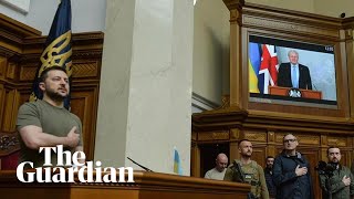 Ukraine will win Boris Johnson addresses Ukrainian parliament to standing ovation [upl. by Petronia261]