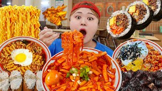 MUKBANG 하이유의 마라떡볶이 라면 유부초밥 분식집 먹방 Spicy Teokbokki amp gimbap amp Ramen Eating Sound  HIU 하이유 [upl. by Lossa522]