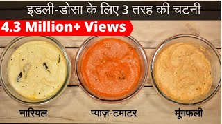 3 तरह की चटनी जो आपके इडलीडोसा के स्वाद को और भी बढ़ा दे  Idli Dosa Chutney Recipe in Hindi [upl. by Aliet]