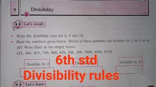 6th std divisibility test chapter no 8 maths maharashtra state board sjtuitionclasses8229 [upl. by Hoopes]