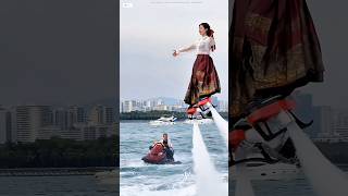 Girl stunt with water flyboard l shortvideos [upl. by Norwood]