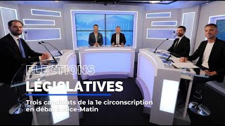 Elections législatives trois candidats de la 1e circonscription en débat à NiceMatin [upl. by Aihsekel]