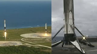 Falcon Heavy boosters landing [upl. by Warton]