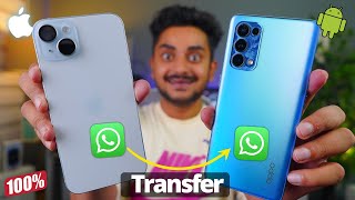 How To Transfer WhatsApp chats from Android to iPhone 15 in 2024 NO PC Safe amp Fast [upl. by Nylirem]