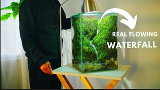 i made a real flowing waterfall in a glass tank  waterfall paludarium [upl. by Eetnuahs]