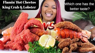 FLAMIN HOT CHEETOS DEEP FRIED KING CRAB  LOBSTER  SEAFOOD BOIL MUKBANG [upl. by Euqitsym665]