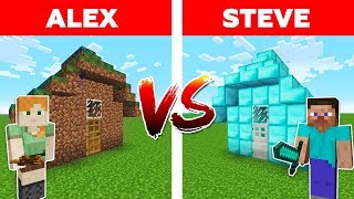 Minecraft  DIAMOND HOUSE vs DIRT HOUSE  Alex vs Steve Part 3 [upl. by Leisam]