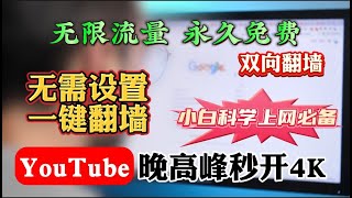 无需VPN也能一键翻墙！无需复杂设置！小白电脑科学上网必备！永久免费，无限流量！YouTube视频晚高峰实测8Kq秒开轻松跑满百兆宽带！数据加密！隐藏真实IP地址！免费解锁流媒体奈飞，chatgpt [upl. by Ettennaej512]