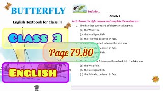 Lesson 6 Unit I  The Three Fishes  Activity 12  Butterfly Class 3 English Page 7980 WB Board [upl. by Miah]