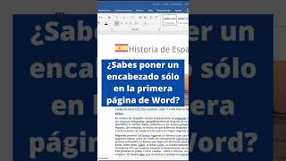 Como PONER un ENCABEZADO SOLO en la PRIMERA PAGINA de WORD word shorts cursoword productividad [upl. by Cobbie145]