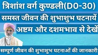 त्रिशांश वर्ग कुण्डलीD030  समस्त जीवन की शुभाशुभ घटनायें अष्टम और दशमभाव से देखें। सम्पूर्ण जीवन [upl. by Eadwina626]