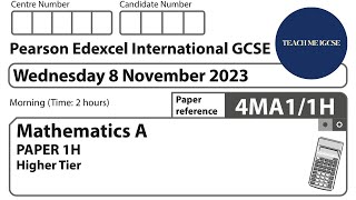 IGCSE Edexcel Mathematics A OctoberNovember 2023 Paper 1H Q15 [upl. by Krigsman]