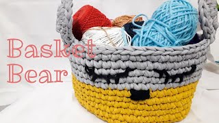 crochet basket tshirt yarn  Bear basket kit [upl. by Ydassac838]