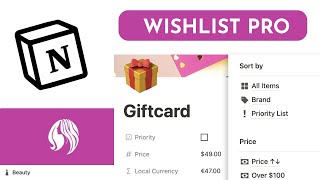 Notion Wishlist Pro Template  Notion Tutorial [upl. by Tull820]