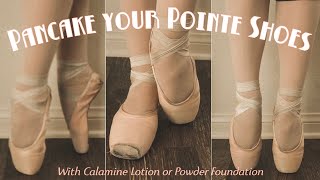 How to Pancake Pointe Shoes calamine or foundation 12daysofadvent [upl. by Notsob]