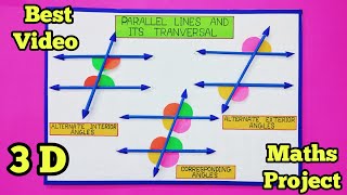 Parallel lines and its transversalCorresponding and Alternet AnglesMaths working modelProject 👍 [upl. by Airot]