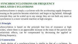 synchrocyclotron or frequency modulated cyclotron [upl. by Mir]