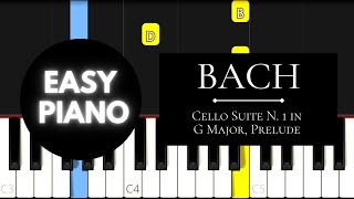 Cello Suite N 1 in G Major Prelude EASY Piano Tutorial  Bach [upl. by Arahahs]