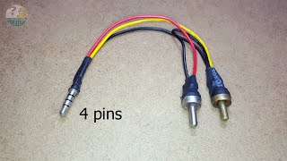 Connect 35 mm Headphone 4 pins to Stereo audio jack  Mobile to woofer system connector cable [upl. by Orms774]