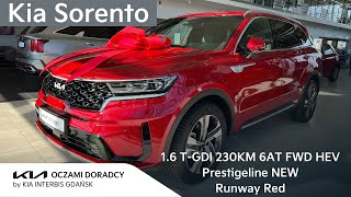 Kia Sorento 16 TGDI 230KM 6AT FWD HEV wersja Prestigeline NEW w kolorze Runway RED  4K [upl. by Aicak]