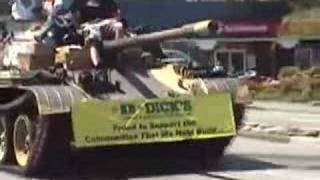 T55 tank running down Vancouver city streets with police [upl. by Marie-Ann]