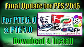 PES 2016 Update for PTE Patch 70 or 60 All transfers  Tattoos  Fixed Home Stadiums [upl. by Mutat]