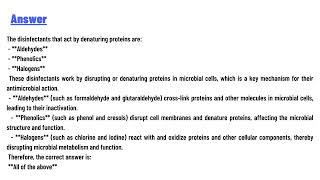 Which of these disinfectants acts by denaturing proteins [upl. by Ehud75]