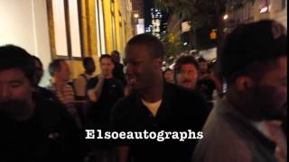 OShea Jackson Jr amp Corey Hawkins greet fans promoting Straight Outta Compton [upl. by Nelra]