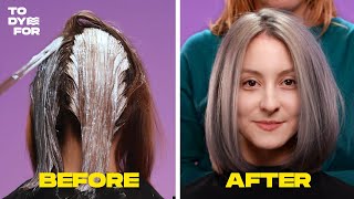 HOW TO DYE YOUR HAIR GREYSILVER  Brown to Silver Hair transition  TO DYE FOR [upl. by Anikas827]