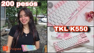 Baby Pink Aesthetic Key Caps for mechanical keyboard  TKL Gigaware K550  Shopee Purchase [upl. by Parks]