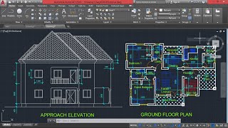 Full Building Plan drawing in AutoCAD Part 4 Approach Elevation [upl. by Nason]