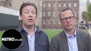 Jamie Oliver and Hugh FearnleyWhittingstall talk obesity  Metrocouk [upl. by Cathyleen]