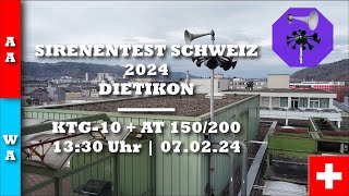 Sirenentest Schweiz 2024  Dietikon  KTG10  AT 150200  Allgemeiner Alarm  Wasseralarm [upl. by Hannaj]