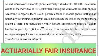 willingness to pay in actuarially fair insurance  choice under uncertainty [upl. by Auhoj225]