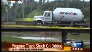 Propane tanker stuck on wooden bridge [upl. by Meuse]